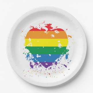 Rainbow Pride Flag Hearts Pappteller