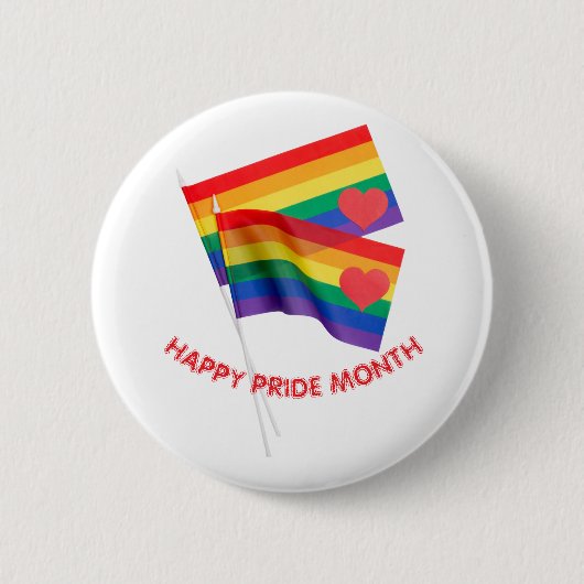 Rainbow Pride Flag Herzstück Liebe Button (Vorderseite)
