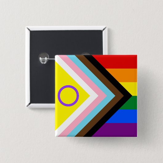 Rainbow Pride Flag Intersex Inclusive Progress Button (Vorne & Hinten)