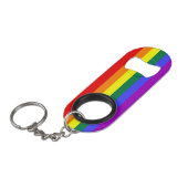 Rainbow-Pride-Flag Schlüsselanhänger Flaschenöffner (Vorderseite Schrägansicht)