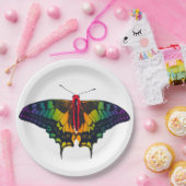 Rainbow Pride Flag Swallowtail Butterfly Pappteller (Party)