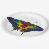 Rainbow Pride Flag Swallowtail Butterfly Pappteller (Schrägansicht)