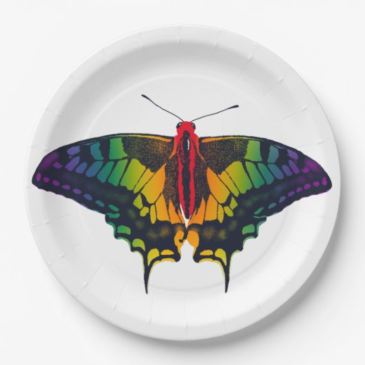 Rainbow Pride Flag Swallowtail Butterfly Pappteller (Vorderseite)