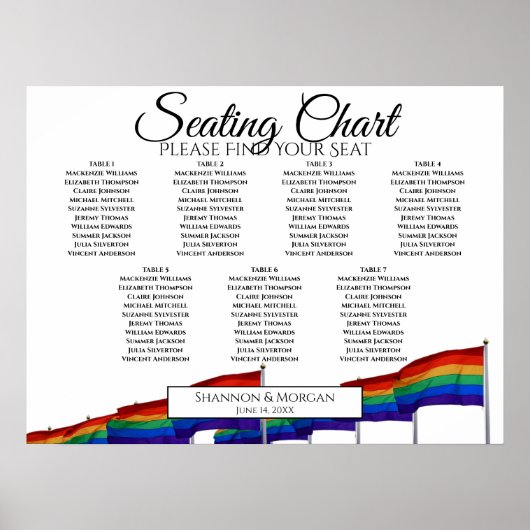 Rainbow Pride Flags 7 Tabelle Hochzeitstabelle Poster (Vorne)