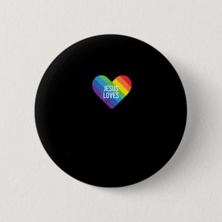 Rainbow Pride Gay Christlich LGBTQ+ Jesus Lieben T Button