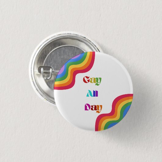 Rainbow Pride Gay ganztägig Button Button (Vorne & Hinten)