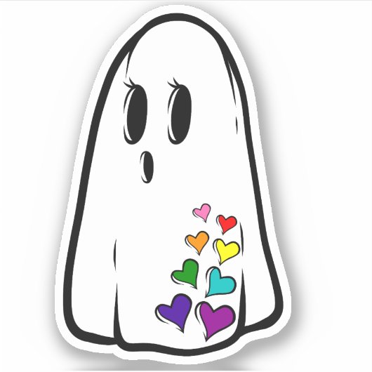 Rainbow Pride Ghost Aufkleber (Vorderseite)