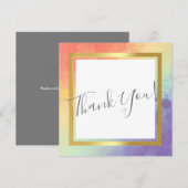Rainbow Pride Gold Frame Wedding Danke Karte (Vorne/Hinten)