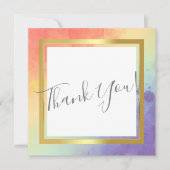 Rainbow Pride Gold Frame Wedding Danke Karte (Vorderseite)