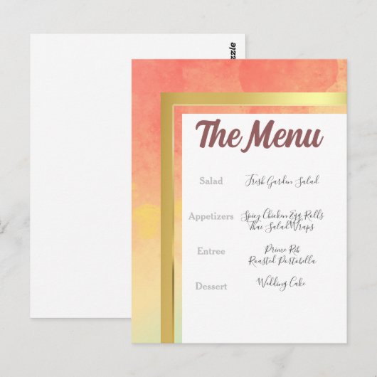 Rainbow Pride Gold Frame Wedding Menü Postkarte (Vorne/Hinten)