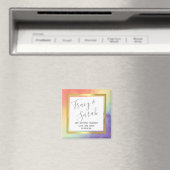 Rainbow Pride Gold Frame Wedding Save the Date Magnet (In Situ (Geschirrspüler))