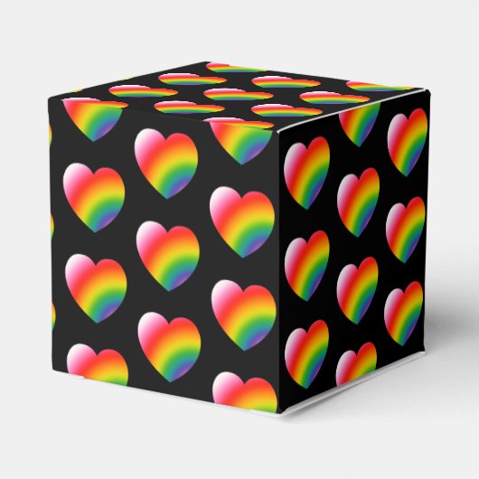 Rainbow Pride Gradient Hearts Muster Geschenkschachtel (Rückseite)