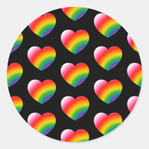 Rainbow Pride Gradient Hearts Muster Runder Aufkleber