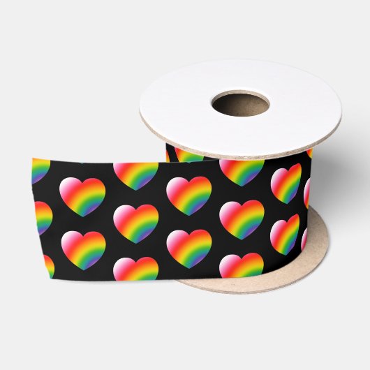Rainbow Pride Gradient Hearts Muster Satinband (Spule)