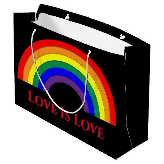 Rainbow Pride Große Geschenktüte (Rückseite Schrägansicht)