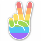 Rainbow Pride Hand Peace Schild Kiss Cut Sticker (Vorderseite)