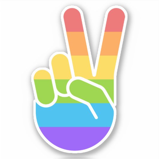 Rainbow Pride Hand Peace Schild Kiss Cut Sticker (Vorderseite)