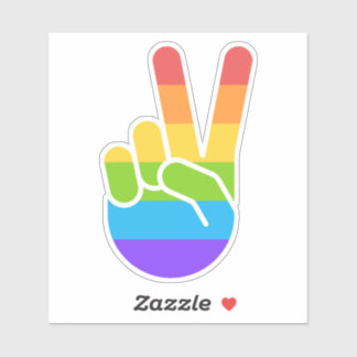 Rainbow Pride Hand Peace Schild Kiss Cut Sticker