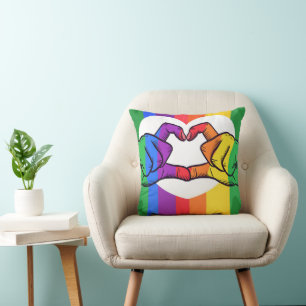 Rainbow Pride Hands Herzklopfen   LGBTQ+ Kissen