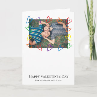 Rainbow Pride Heart Frame Foto LGBT Gay Valentine Feiertagskarte