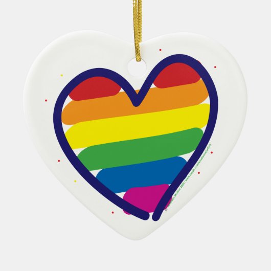 Rainbow Pride Heart Keramik Ornament (Vorne)