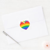 Rainbow Pride Heart mit Blume Quadratischer Aufkleber (Umschlag)