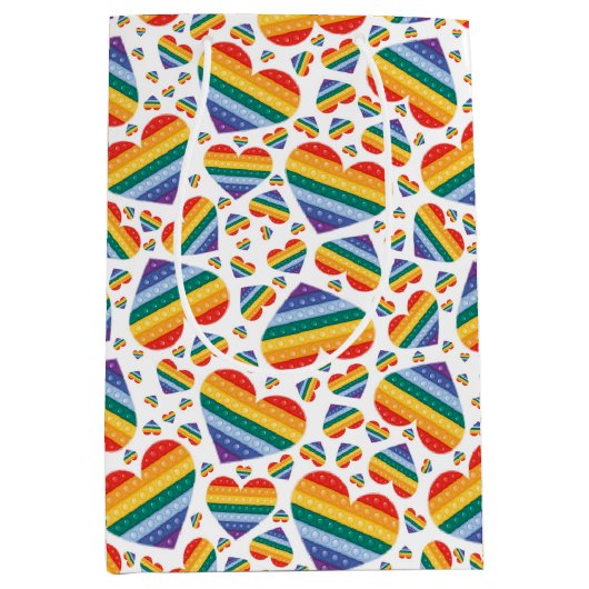 Rainbow Pride Hearts Geschenktasche Mittlere Geschenktüte (Vorderseite)