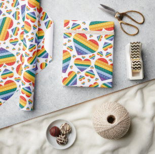 Rainbow Pride Hearts Wrapping Paper Geschenkpapier