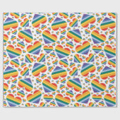 Rainbow Pride Hearts Wrapping Paper Geschenkpapier (Flach)