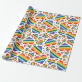 Rainbow Pride Hearts Wrapping Paper Geschenkpapier (Ungerollt)
