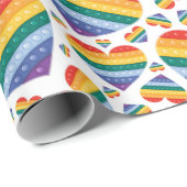 Rainbow Pride Hearts Wrapping Paper Geschenkpapier (Rolleneckpunkt)