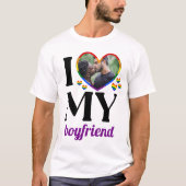 Rainbow Pride I Heart My Boyfriend Add Foto T-Shirt (Vorderseite)