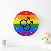 Rainbow Pride Large Clock Große Wanduhr (Zuhause)