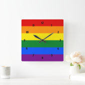 Rainbow Pride Large Clock Quadratische Wanduhr (Zuhause)