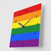 Rainbow Pride Large Clock Quadratische Wanduhr (Winkel)