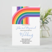 Rainbow Pride LGBT Flag Gay Wedding Einladung (Stehend Vorderseite)