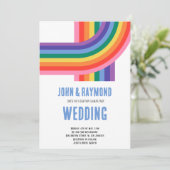 Rainbow Pride LGBT Flag Gay Wedding Einladung (Stehend Vorderseite)