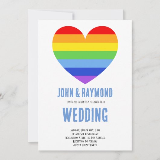 Rainbow Pride LGBT Flag Gay Wedding Einladung (Vorderseite)