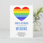 Rainbow Pride LGBT Flag Gay Wedding Einladung (Stehend Vorderseite)