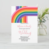 Rainbow Pride LGBT Flag Gay Wedding Einladung (Stehend Vorderseite)