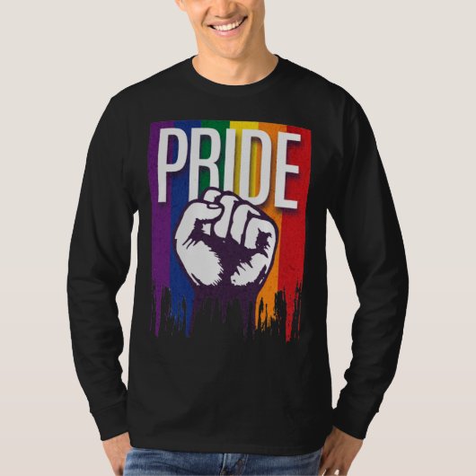Rainbow Pride LGBTQ Flag Power to the People Fist  T-Shirt (Vorderseite)