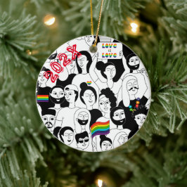 Rainbow Pride LGBTQIA+ Individuelle Name- Jahr Keramik Ornament