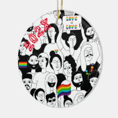 Rainbow Pride LGBTQIA+ Individuelle Name- Jahr Keramik Ornament (Links)