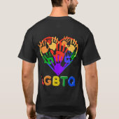 Rainbow Pride Love Heart Hands LGBTQ Unity Design T-Shirt (Rückseite)