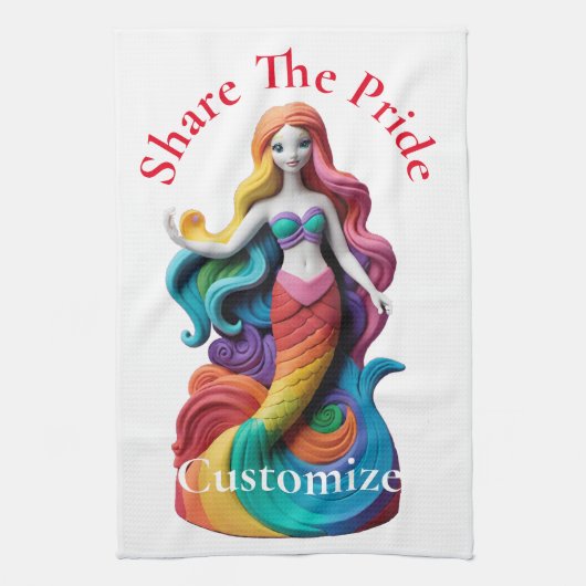Rainbow Pride Mermaid Thunder_Cove Geschirrtuch (Vertikal)