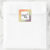 Rainbow Pride mit Gold Frame Wedding Quadratischer Aufkleber (Tasche)