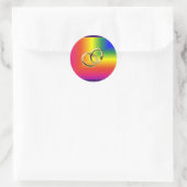 Rainbow Pride mit Gold Wedding Bands Runder Aufkleber (Tasche)