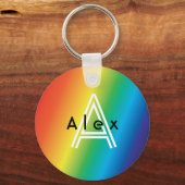 Rainbow Pride Modern Custom Monogram Niedlich Tren Schlüsselanhänger (Rückseite)
