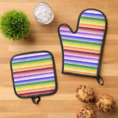Rainbow Pride Oven Mits Ofenhandschuh & Topflappen-Set (Oben Unten)