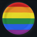 Rainbow Pride Pappteller<br><div class="desc">Die Regenbogenflagge repräsentiert das Diversity von Schwulen und Lesben auf der ganzen Welt. In der ursprünglichen 8-Farben Version stand Rosa für Sexualität,  rot für Leben,  orange für Heilung,  gelb für die Sonne,  grün für die Natur,  türkis für Kunst,  indigo für Harmonie und violett für Geist.</div>
